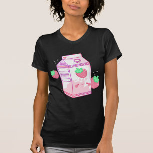 Cute Pink Strawberry Milk Japanese Kawaii Retro s T-Shirt
