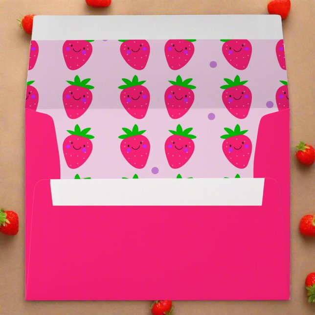 Cute Pink Strawberry Pattern Birthday Party Kids Envelope (Creator Uploaded)