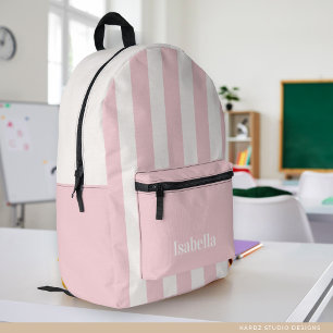 Cute Pink Stripes Back to School Girl Backpack