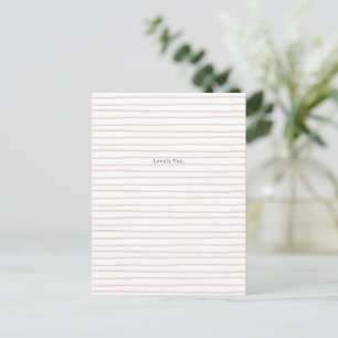 Cute Pink Stripes Lovely You Quote Card