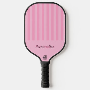 Cute Pink Stripes Personalized Official USA Pickleball Paddle