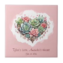 Cute Pink Succulent Heart Valentines Day