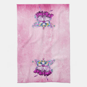 Cute Pink Sugar Plum Fairies Kitchen Towel