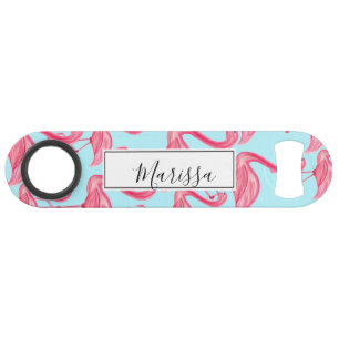 Cute Pink Summer Painted Flamingo Pattern Blue Bar Key