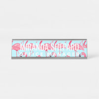 Cute Pink Summer Painted Flamingo Pattern Blue