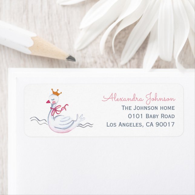 Cute pink swan & sun floral wreath with monogram l (Insitu)