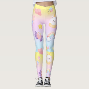 Cute pink sweet cupcake unicorn rainbow Pattern  Leggings