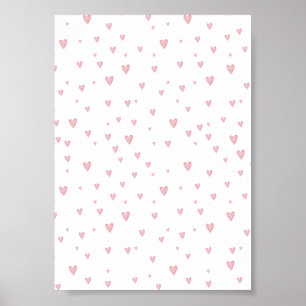 Cute Pink Sweet Hearts Love Nursery Poster