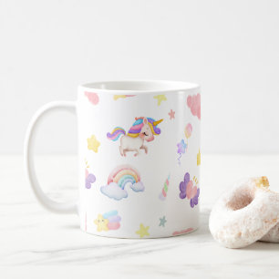 Cute pink sweet unicorn rainbow Balloon Pattern Coffee Mug