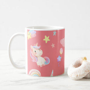 Cute pink sweet unicorn rainbow balloon Pattern  Coffee Mug