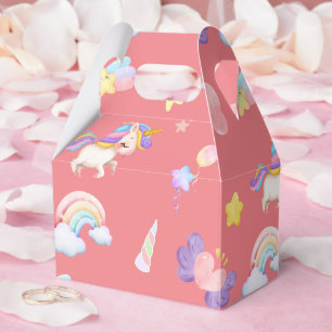 Cute pink sweet unicorn rainbow Balloon Pattern Favor Box