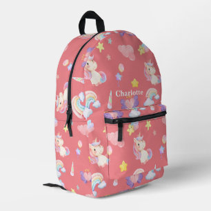 Cute pink sweet unicorn rainbow pastel Pattern Printed Backpack