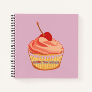 Cute Pink Sweeter Than Cupcakes Square Notebook
