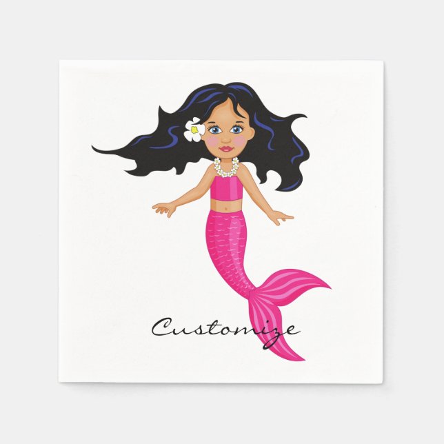 Cute Pink-tailed Mermaid Thunder_Cove Napkin (Front)