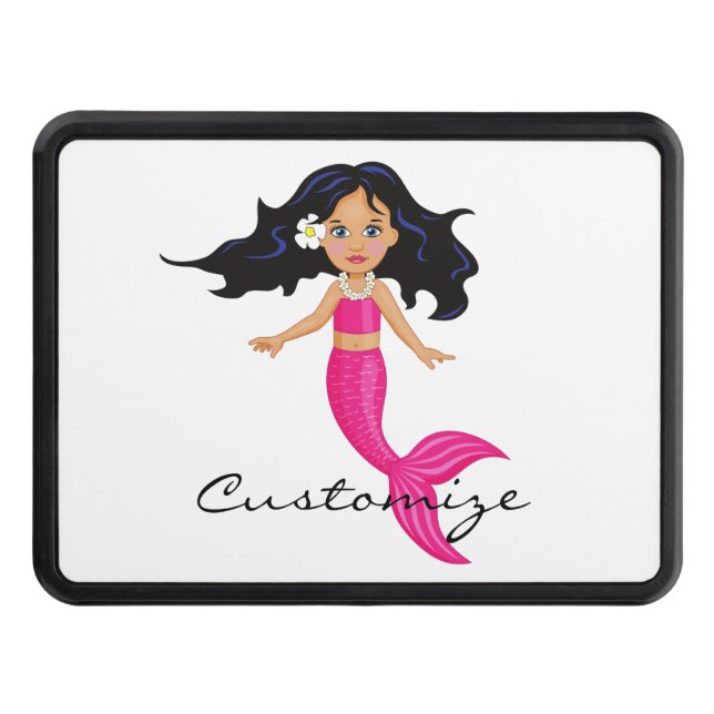 Cute Pink-tailed Mermaid Thunder_Cove Trailer Hitch Cover (Front)