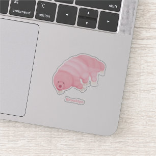 Cute pink tardigrade water bear cartoon