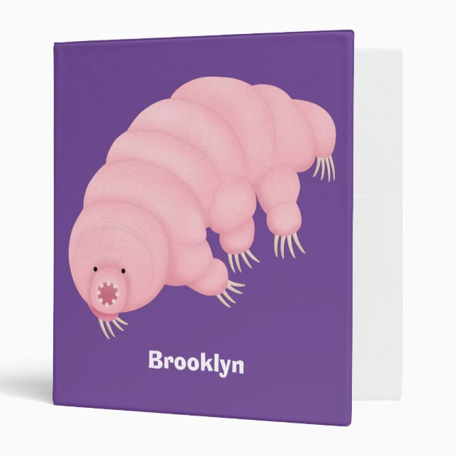 Cute pink tardigrade water bear cartoon binder (Front/Inside)