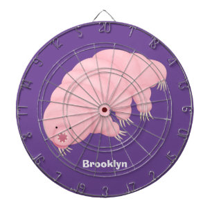 Cute pink tardigrade water bear cartoon dartboard