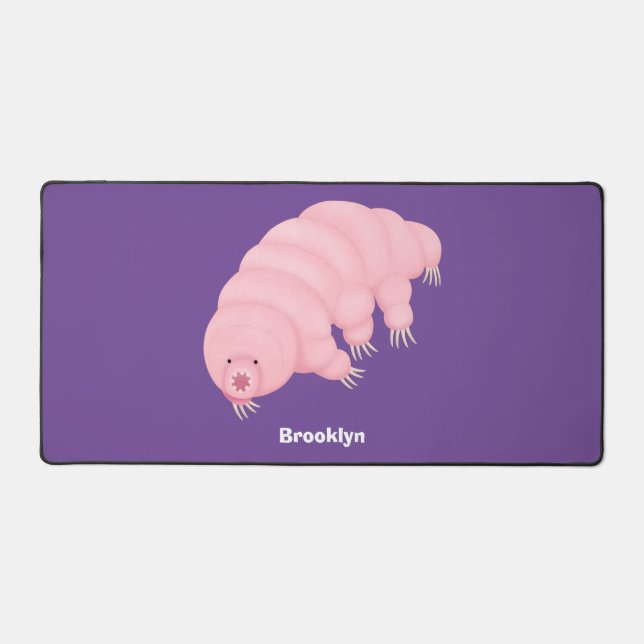 Cute pink tardigrade water bear cartoon  desk mat (Front)