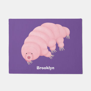 Cute pink tardigrade water bear cartoon doormat