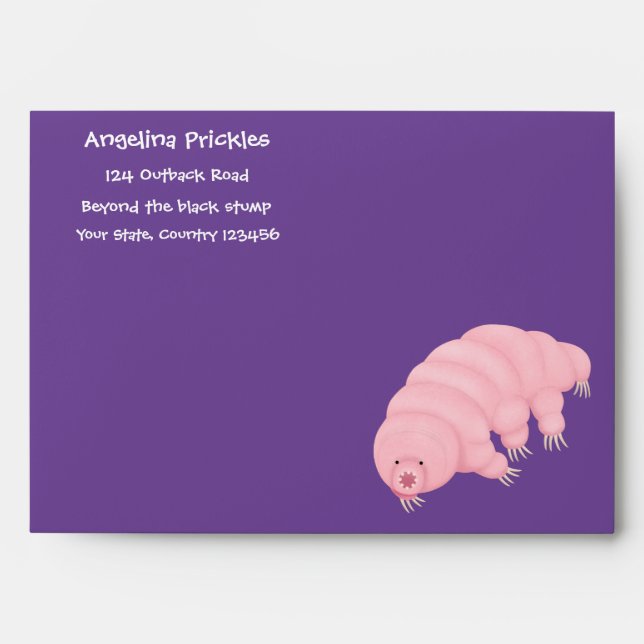 Cute pink tardigrade water bear cartoon envelope (Front)