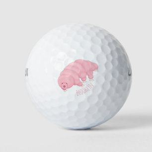 Cute pink tardigrade water bear cartoon golf balls