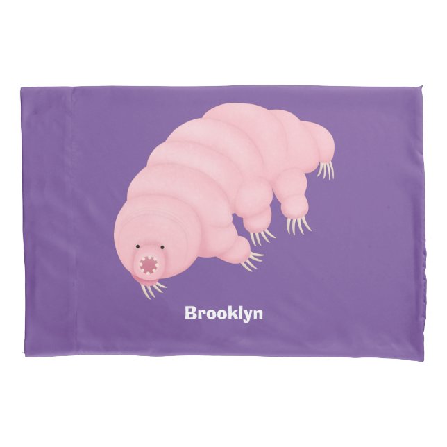 Cute pink tardigrade water bear cartoon pillowcase (Front)