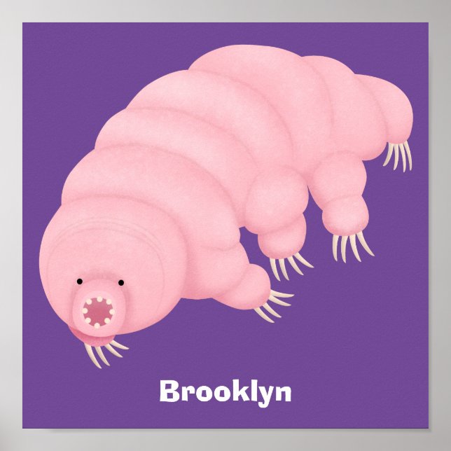 Cute pink tardigrade water bear cartoon poster (Front)