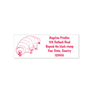Cute pink tardigrade water bear cartoon self-inking stamp