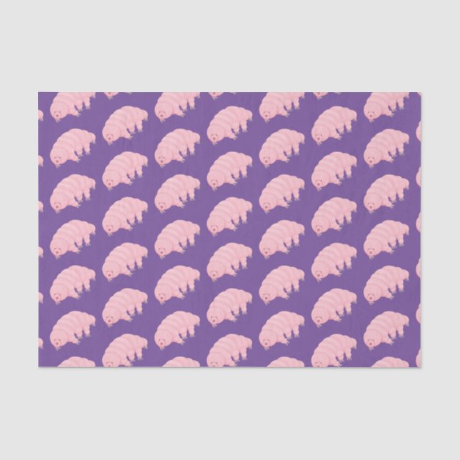 Cute pink tardigrade water bear cartoon  tissue paper (Front)