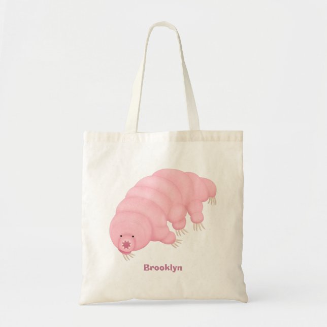 Cute pink tardigrade water bear cartoon  tote bag (Front)