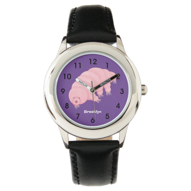 Cute pink tardigrade water bear cartoon watch (Front)