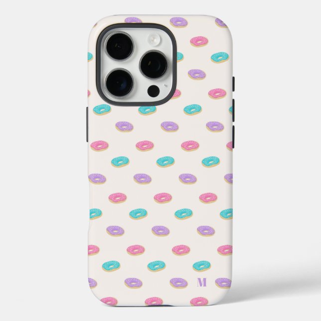 Cute Pink Teal Purple Doughnuts Pattern Personaliz Case-Mate iPhone Case (Back)