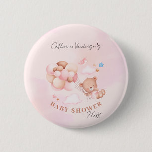 Cute Pink Teddy Bear Baby Shower 2 Inch Round Button