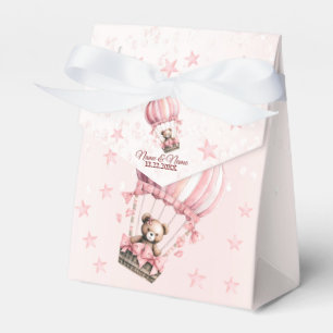 Cute Pink Teddy Bear Hot Air Balloon Party Favor Box