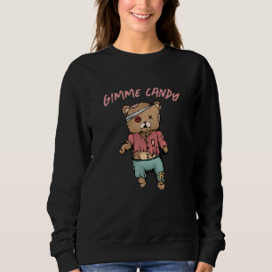 Cute Pink Teddy Bear Zombie Gimme Candy Halloween Sweatshirt