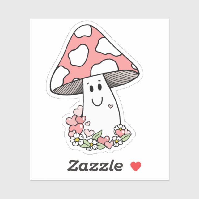 Cute Pink Toadstool Sticker (Sheet)