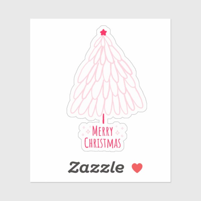 Cute Pink Tree Merry Christmas Message (Sheet)