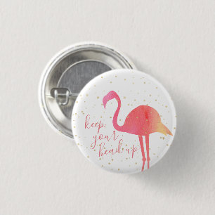 Cute Pink Tropical Watercolor Flamingo Keep Your 1 Inch Round Button