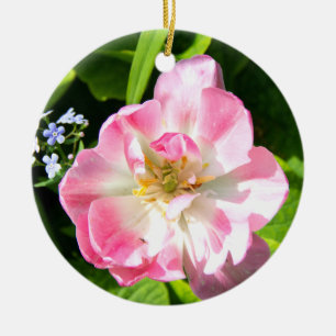 Cute pink tulip ceramic ornament