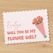 Cute Pink Tulips Personalized Flower Girl Proposal