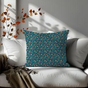 Cute pink turquoise teal butterfly pattern throw pillow