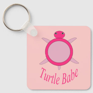 Cute Pink Turtle Babe Custom Keychain