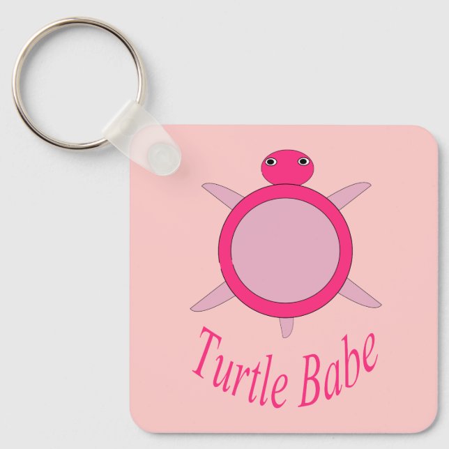Cute Pink Turtle Babe Custom Keychain (Front)