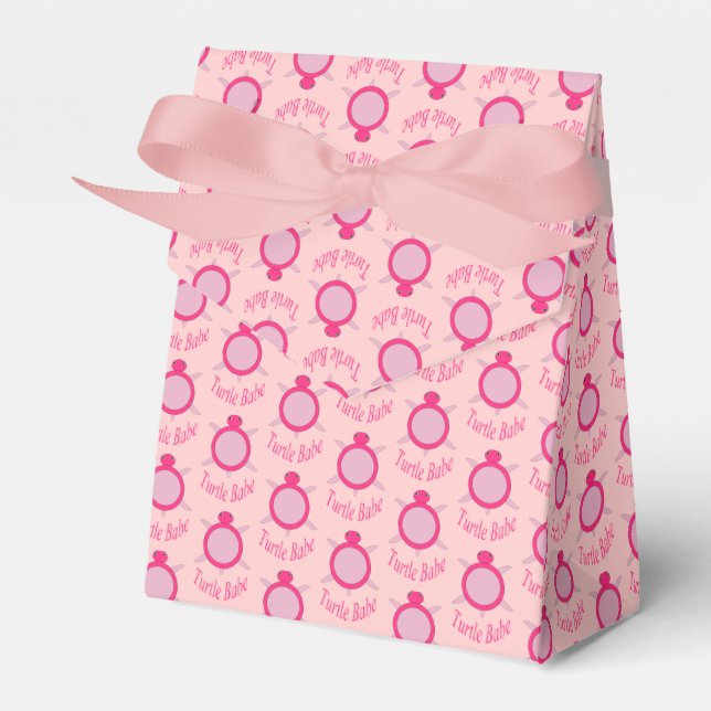 Cute Pink Turtle Babe Favour Box (Front Side)