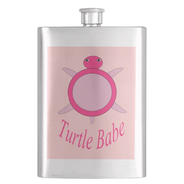 Cute Pink Turtle Babe Flasks (Front)