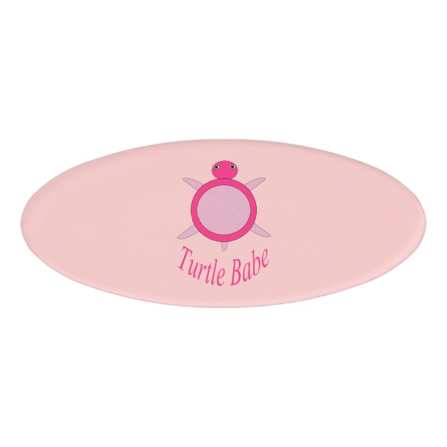 |Cute Pink Turtle Babe Name Tag (Front)