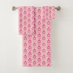 Cute Pink Turtle Babe Patterned Towels