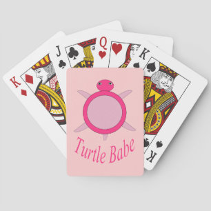 Cute Pink Turtle Babe Playing cards