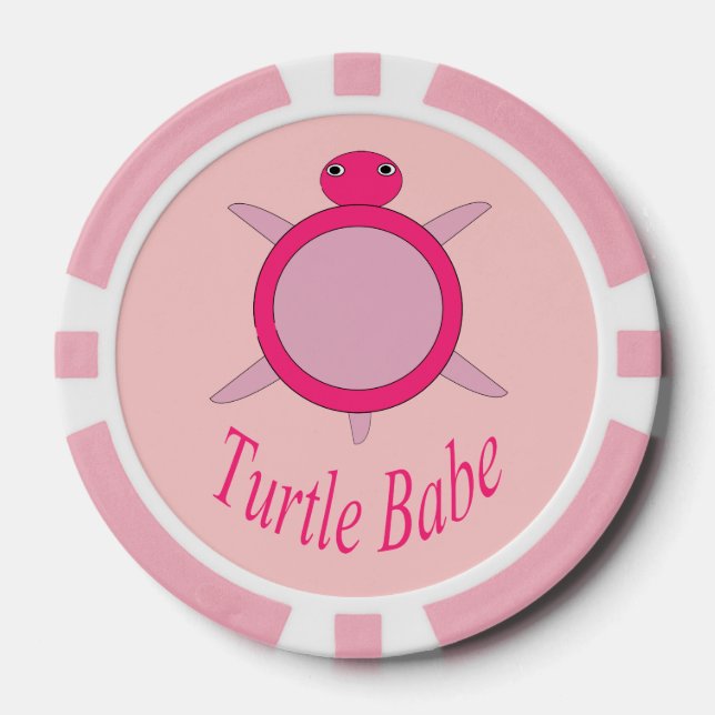 Cute Pink Turtle Babe Poker Chip (Front)